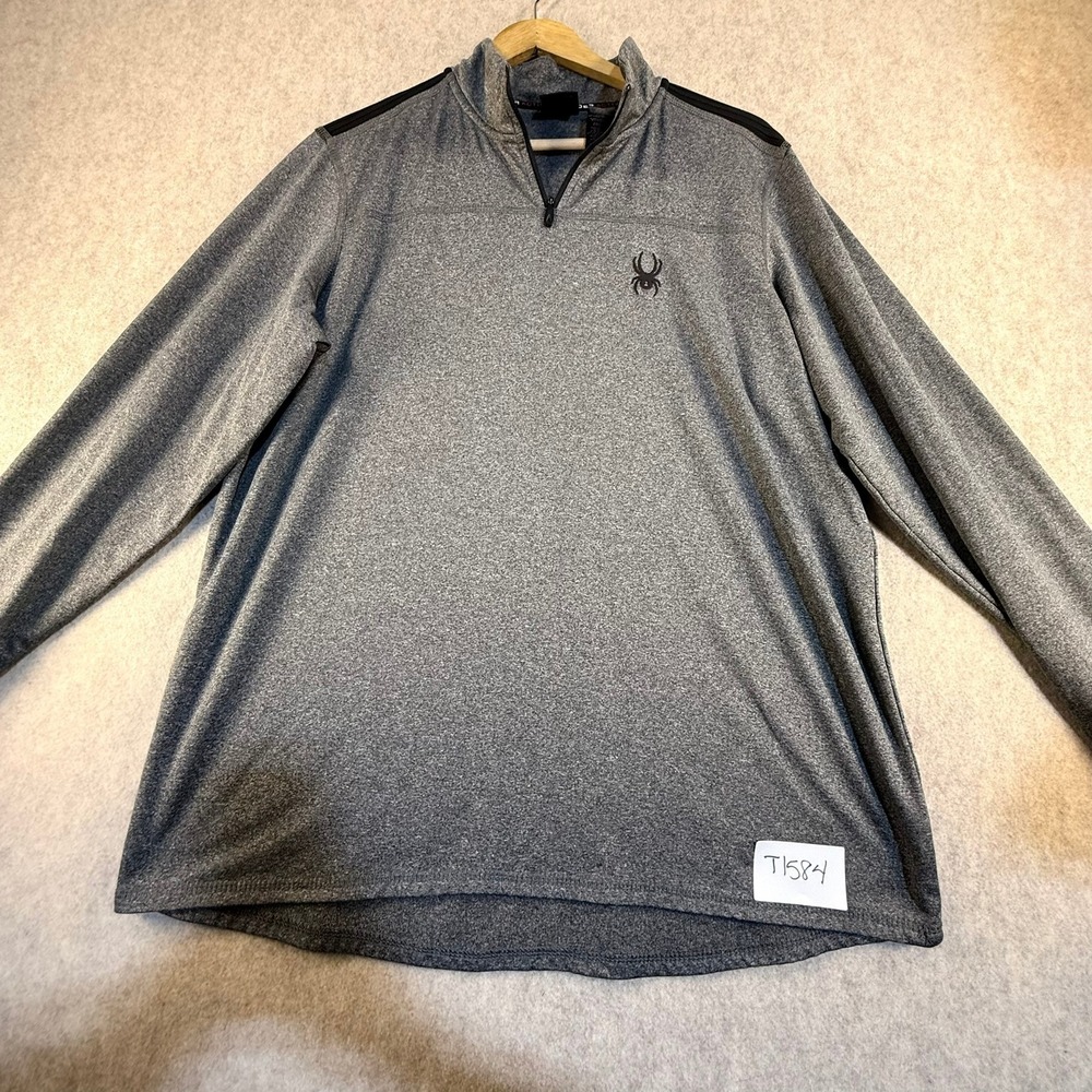 Spyder‎ Active Mens Medium Gray Heather Quarter Zip Pullover Long Sleeve Shirt
